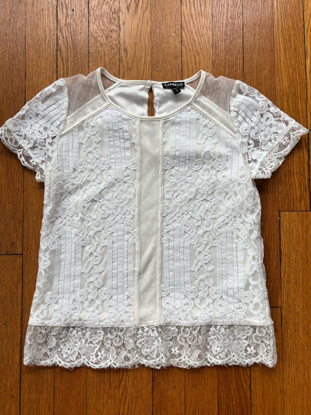 Express Ivory Lace Shirt Blouse XS